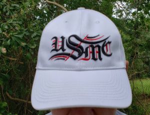 Ball Cap-USMC White With Red and Black Letters